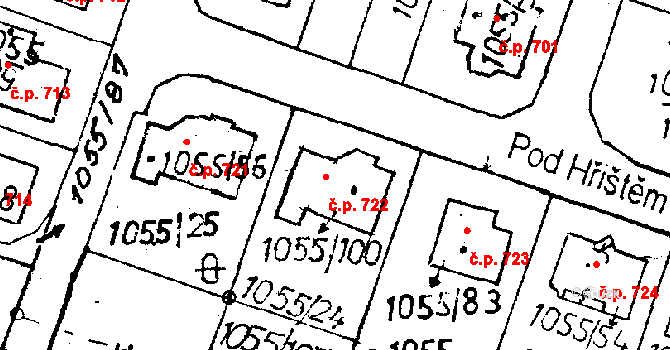 Rychnov u Jablonce nad Nisou 722 na parcele st. 1055/100 v KÚ Rychnov u Jablonce nad Nisou, Katastrální mapa