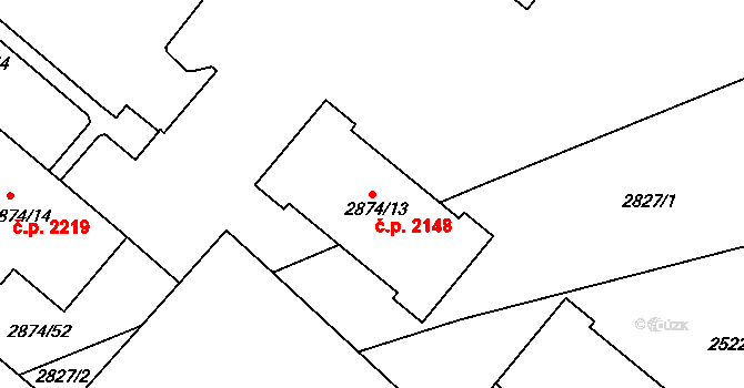 Sokolov 2148 na parcele st. 2874/13 v KÚ Sokolov, Katastrální mapa