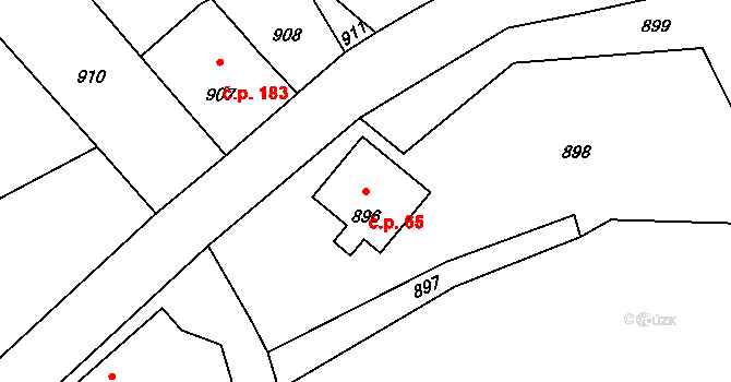 Proseč nad Nisou 65, Jablonec nad Nisou na parcele st. 896 v KÚ Proseč nad Nisou, Katastrální mapa
