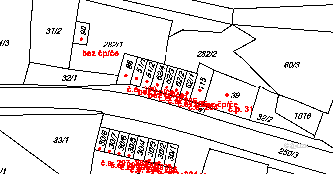 Chanov 266, Obrnice na parcele st. 62/3 v KÚ Chanov, Katastrální mapa