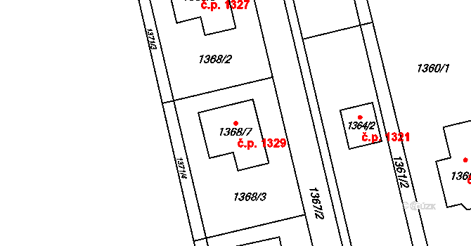 Kylešovice 1329, Opava na parcele st. 1368/7 v KÚ Kylešovice, Katastrální mapa