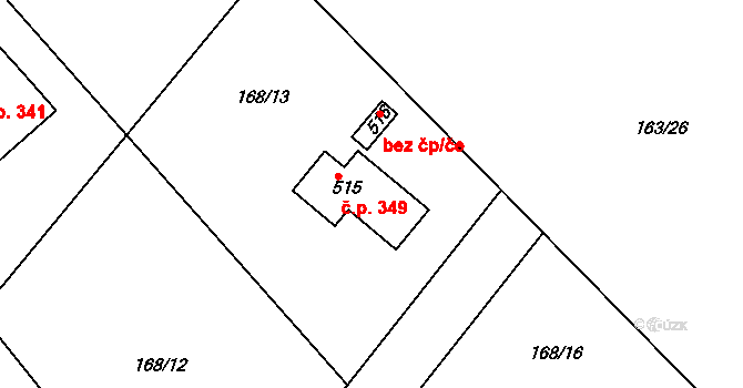 Sedlec 349, Sedlec-Prčice na parcele st. 515 v KÚ Sedlec u Votic, Katastrální mapa