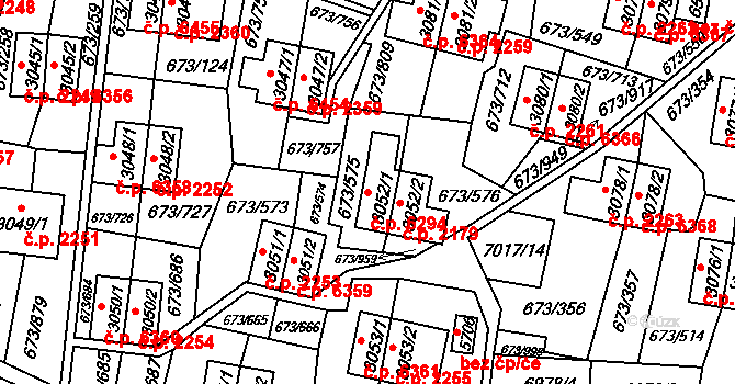 Zlín 6294 na parcele st. 3052/1 v KÚ Zlín, Katastrální mapa