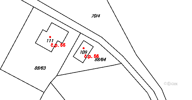 Popice 56, Jihlava na parcele st. 109 v KÚ Popice u Jihlavy, Katastrální mapa