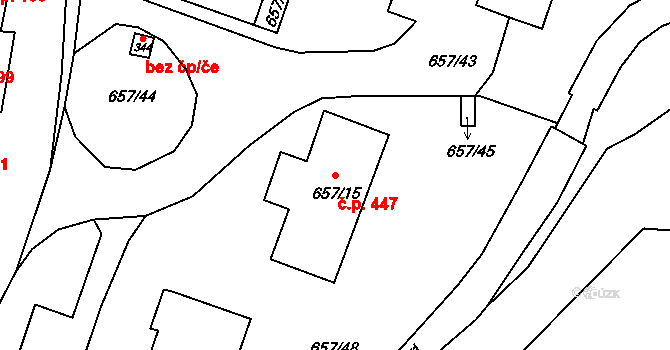 Pokratice 447, Litoměřice na parcele st. 657/15 v KÚ Pokratice, Katastrální mapa