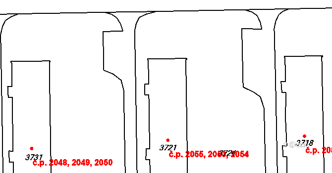 Žďár nad Sázavou 4 2053,2054,2055, Žďár nad Sázavou na parcele st. 3721 v KÚ Město Žďár, Katastrální mapa