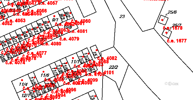 Kadaň 4082 na parcele st. 15 v KÚ Bystřice u Kadaně, Katastrální mapa