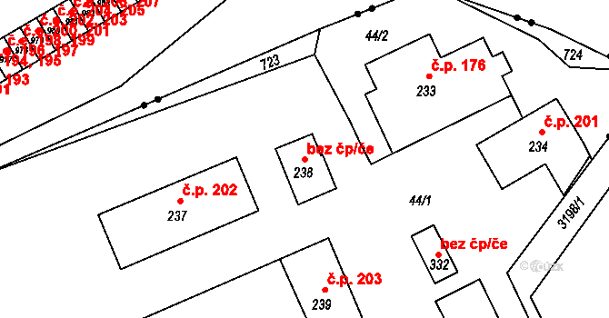Jílové 42078067 na parcele st. 238 v KÚ Martiněves u Děčína, Katastrální mapa