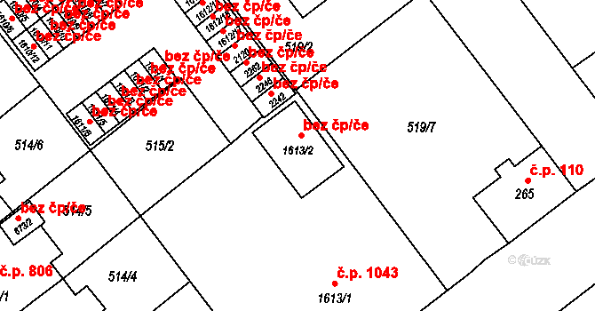 Ostrava 43531067 na parcele st. 1613/2 v KÚ Přívoz, Katastrální mapa