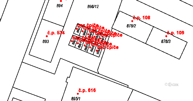 Ostrava 43884067 na parcele st. 896/8 v KÚ Kunčičky, Katastrální mapa