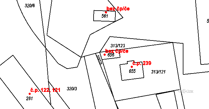 Husinec 46117067 na parcele st. 656 v KÚ Husinec u Řeže, Katastrální mapa