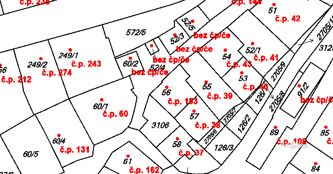 Zlechov 153 na parcele st. 56 v KÚ Zlechov, Katastrální mapa