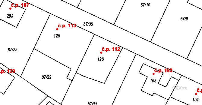 Chotoviny 112 na parcele st. 126 v KÚ Chotoviny, Katastrální mapa