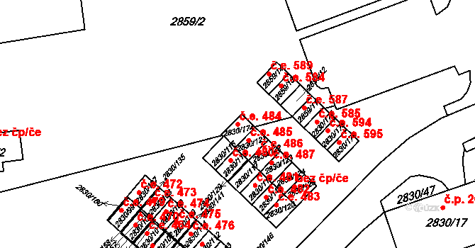 Rumburk 1 484, Rumburk na parcele st. 2830/174 v KÚ Rumburk, Katastrální mapa