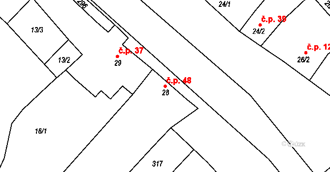 Količín 48, Holešov na parcele st. 28 v KÚ Količín, Katastrální mapa