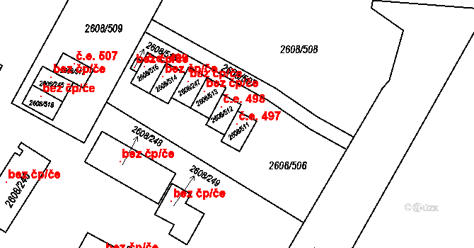 Staré Splavy 497, Doksy na parcele st. 2608/511 v KÚ Doksy u Máchova jezera, Katastrální mapa