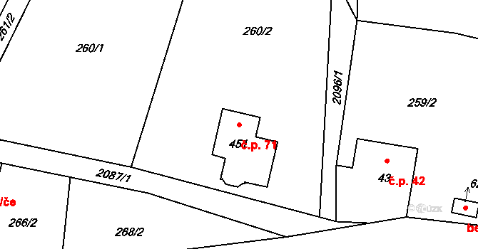 Skuhrov 71 na parcele st. 451 v KÚ Skuhrov u Železného Brodu, Katastrální mapa