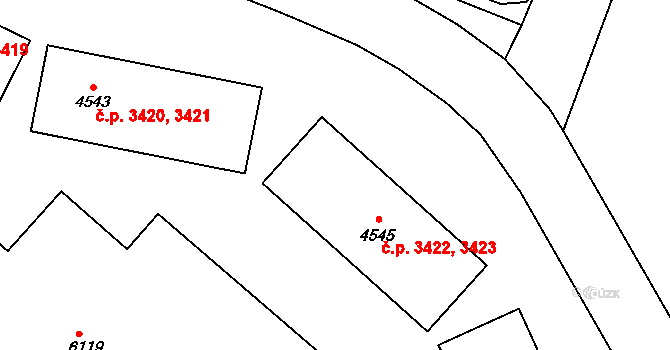 Jablonec nad Nisou 3422,3423 na parcele st. 4545 v KÚ Jablonec nad Nisou, Katastrální mapa