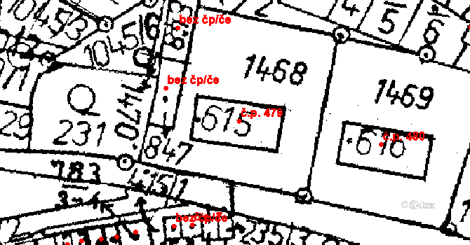 Jablonné v Podještědí 479 na parcele st. 615 v KÚ Jablonné v Podještědí, Katastrální mapa