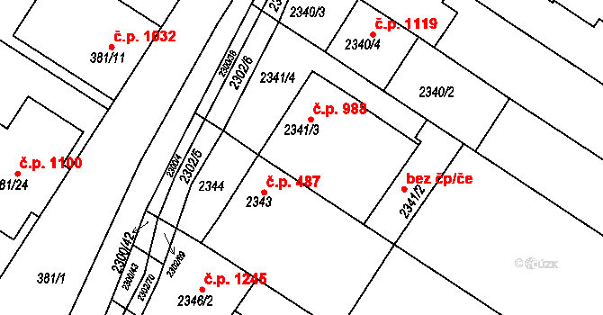 Svatobořice 988, Svatobořice-Mistřín na parcele st. 2341/3 v KÚ Svatobořice, Katastrální mapa