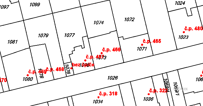 Libušín 466 na parcele st. 1073 v KÚ Libušín, Katastrální mapa