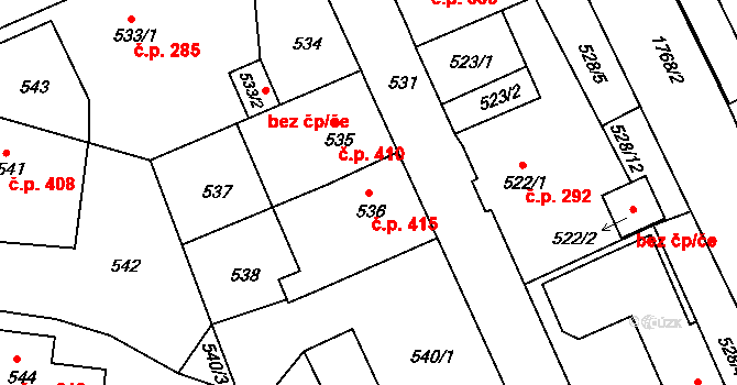 Hrádek nad Nisou 415 na parcele st. 536 v KÚ Hrádek nad Nisou, Katastrální mapa