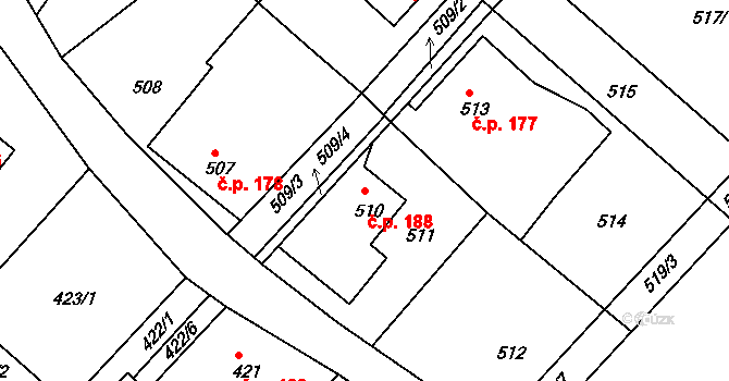 Loučná 188, Hrádek nad Nisou na parcele st. 510 v KÚ Loučná, Katastrální mapa