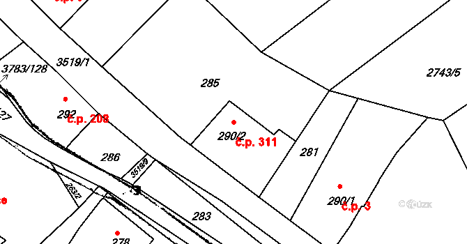 Cvikov II 311, Cvikov na parcele st. 290/2 v KÚ Cvikov, Katastrální mapa