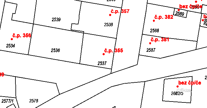 Mimoň I 355, Mimoň na parcele st. 2537 v KÚ Mimoň, Katastrální mapa