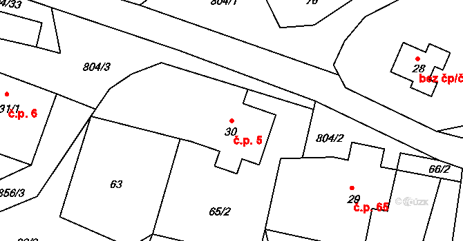 Mukařov 5, Lovečkovice na parcele st. 30 v KÚ Mukařov u Úštěku, Katastrální mapa