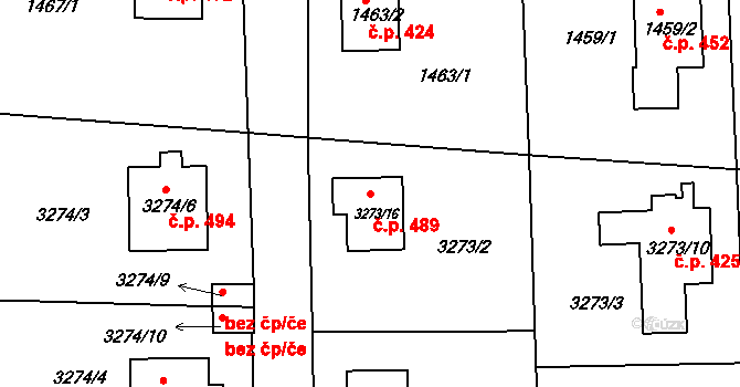 Podmoklice 489, Semily na parcele st. 3273/16 v KÚ Semily, Katastrální mapa