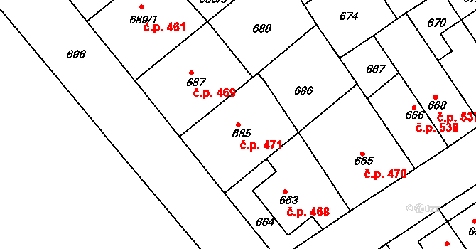 Semily 471 na parcele st. 685 v KÚ Semily, Katastrální mapa