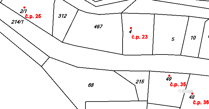 Červeněves 24, Smidary na parcele st. 3 v KÚ Červeněves, Katastrální mapa