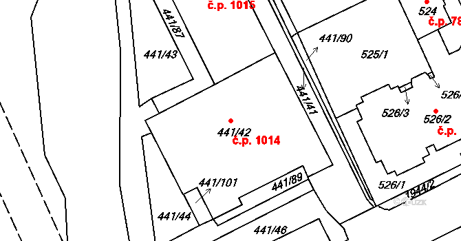 Klíše 1014, Ústí nad Labem na parcele st. 441/42 v KÚ Klíše, Katastrální mapa