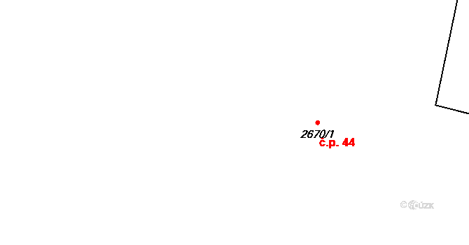 Horka-Domky 44, Třebíč na parcele st. 2670/1 v KÚ Třebíč, Katastrální mapa