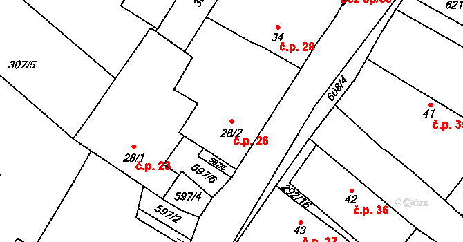 Chrástov 26, Horní Cerekev na parcele st. 28/2 v KÚ Chrástov u Horní Cerekve, Katastrální mapa