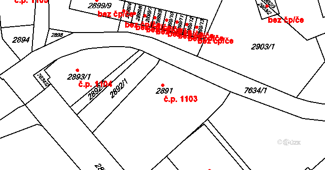 Frýdek 1103, Frýdek-Místek na parcele st. 2891 v KÚ Frýdek, Katastrální mapa