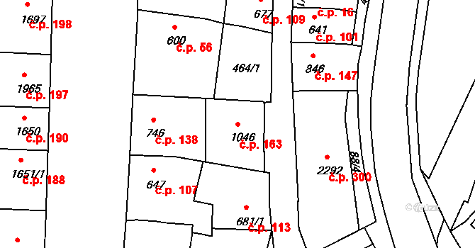 Mladá Boleslav IV 163, Mladá Boleslav na parcele st. 1046 v KÚ Mladá Boleslav, Katastrální mapa