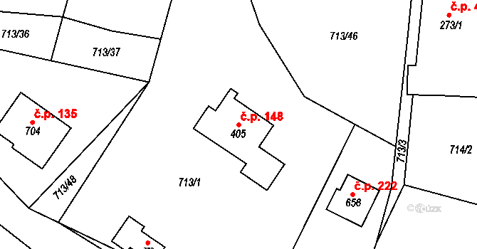 Mašov 148, Turnov na parcele st. 405 v KÚ Mašov u Turnova, Katastrální mapa