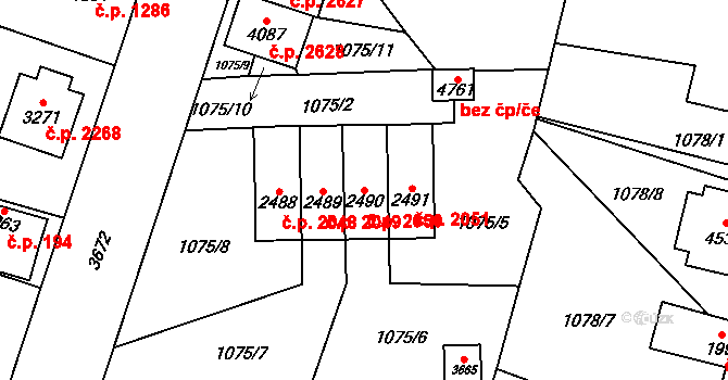Dvůr Králové nad Labem 2050 na parcele st. 2490 v KÚ Dvůr Králové nad Labem, Katastrální mapa
