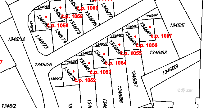 Šluknov 1054 na parcele st. 1346/58 v KÚ Šluknov, Katastrální mapa