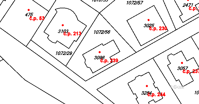 Hamrníky 239, Mariánské Lázně na parcele st. 3096 v KÚ Úšovice, Katastrální mapa