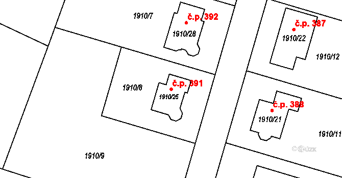 Drásov 391 na parcele st. 1910/25 v KÚ Drásov, Katastrální mapa