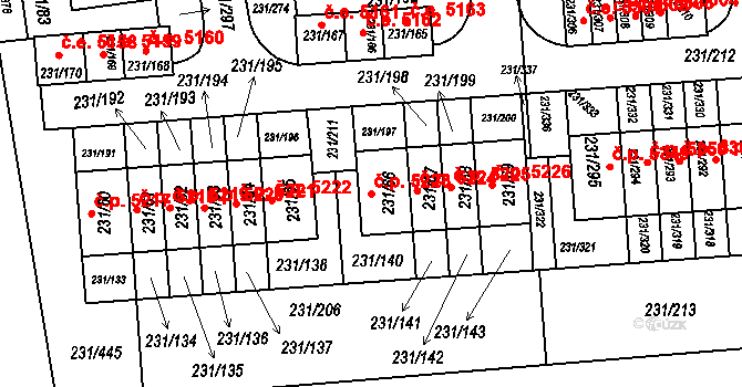 Helenín 5223, Jihlava na parcele st. 231/66 v KÚ Helenín, Katastrální mapa
