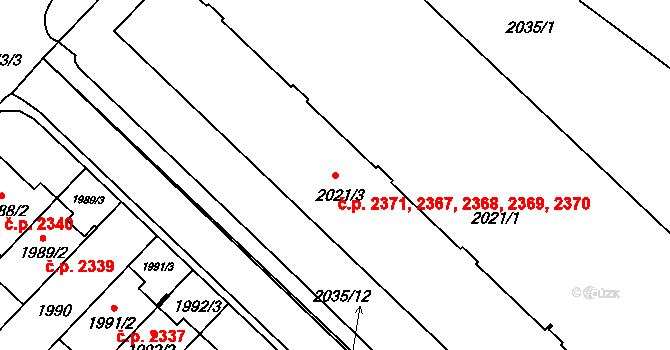 Žďár nad Sázavou 3 2367,2368,2369,2370,, Žďár nad Sázavou na parcele st. 2021/3 v KÚ Město Žďár, Katastrální mapa
