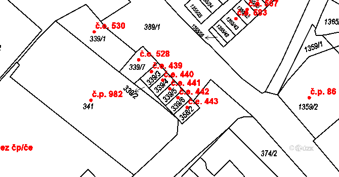 Rumburk 1 441, Rumburk na parcele st. 339/5 v KÚ Rumburk, Katastrální mapa