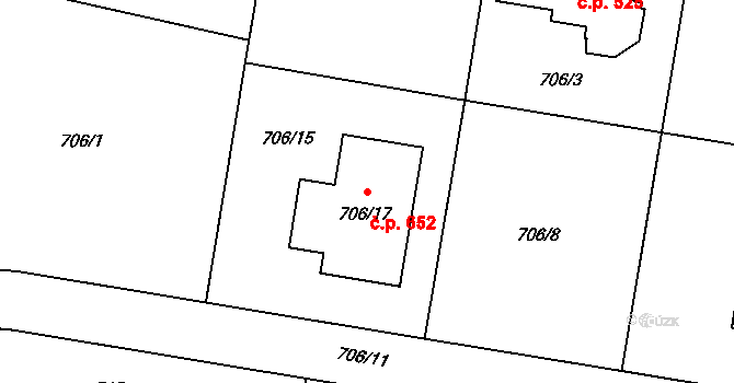 Krmelín 652 na parcele st. 706/17 v KÚ Krmelín, Katastrální mapa