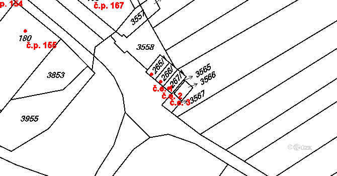 Mouřínov 3 na parcele st. 267/1 v KÚ Mouřínov, Katastrální mapa