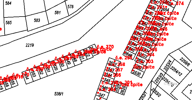 Veverská Bítýška 370 na parcele st. 2648 v KÚ Veverská Bítýška, Katastrální mapa