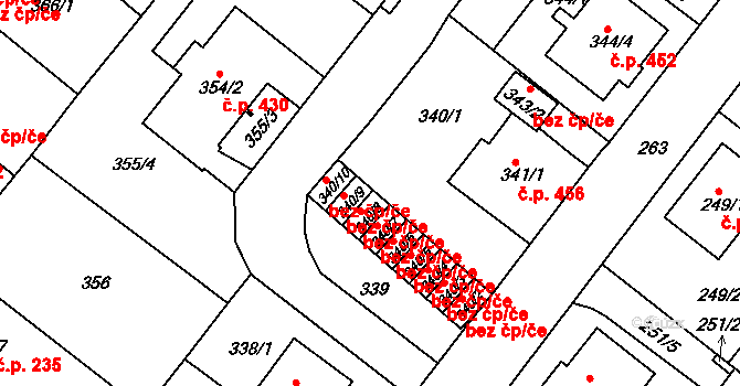 Teplice 39160068 na parcele st. 340/8 v KÚ Sobědruhy, Katastrální mapa